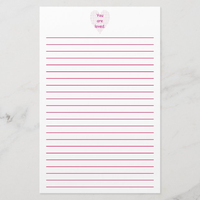 You Are Loved Pointillism Heart Lined Stationery (Front)