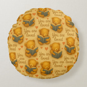 You Are Loved – Round Watercolor Bear Cushion