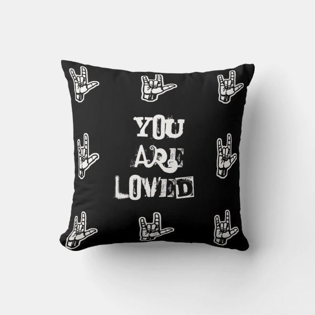 "You Are Loved" Sign Language Pillow (Front)