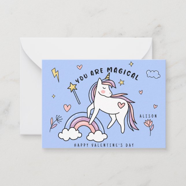 You Are Magical Unicorn and Rainbow Valentine Card (Front)
