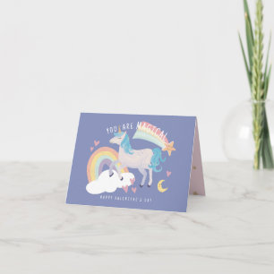 You Are Magical Unicorn and Rainbow Valentine Card