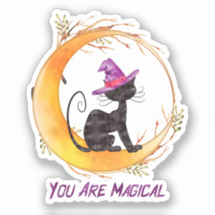 You Are Magical – Witch Black Cat on Crescent Moon