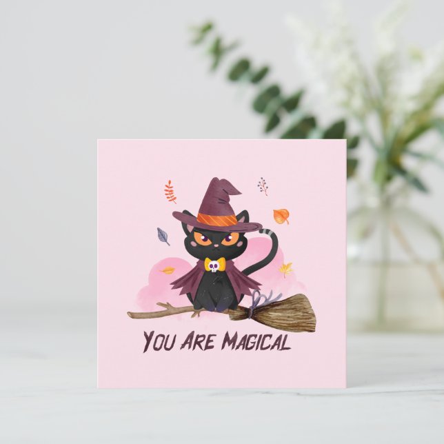 You Are Magical – Witch Cat Riding a Broom (Standing Front)