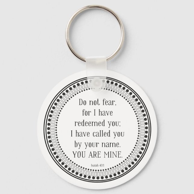 You are mine, black-and-white scripture key ring (Front)