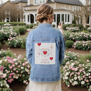 You Are Mine Minimalist Heart Line Art Denim Jacket