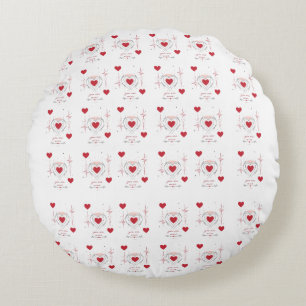 You Are Mine Minimalist Heart Line Art Round Cushion