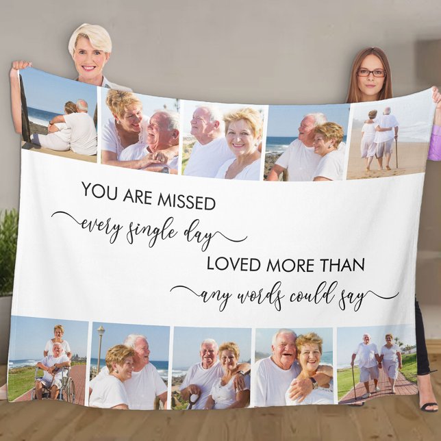 You are Missed 10 Photo Collage White Remembrance Fleece Blanket (Creator Uploaded)