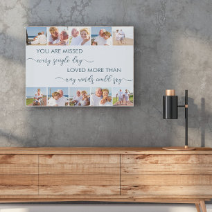 You are Missed Blue 10 Photo Collage Remembrance Faux Canvas Print