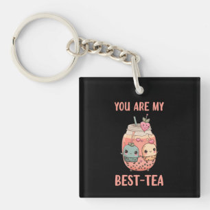 You are my best-tea kawaii boba bubble tea black key ring