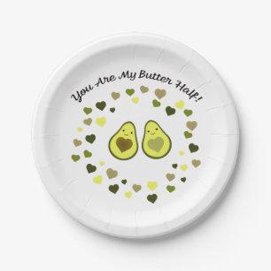 You are My Butter Half Love Avocados Paper Plate