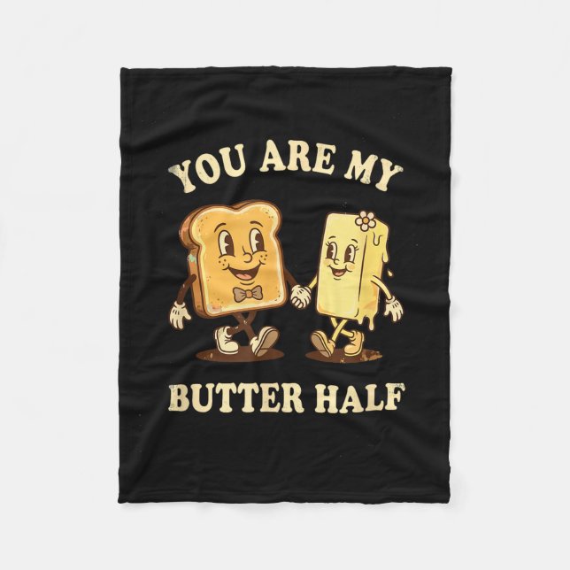 You Are My Butter Half Retro Toast Bread Couple Va Fleece Blanket (Front)