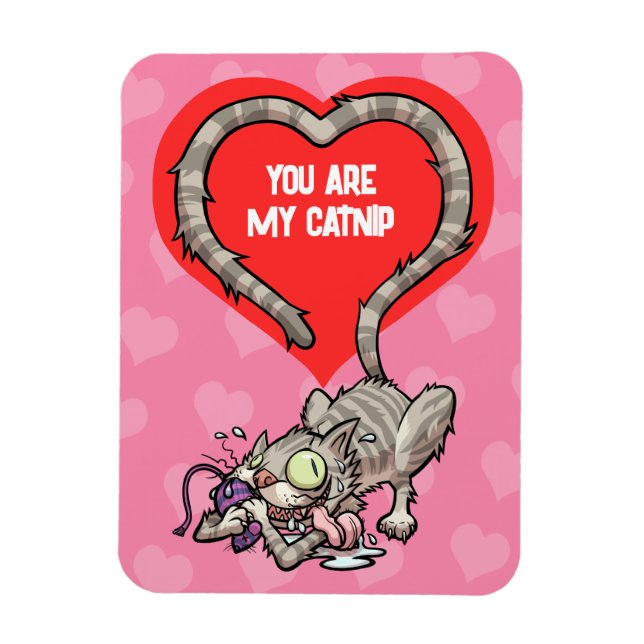 You Are My Catnip Funny Valentine's Cat Cartoon Magnet (Vertical)