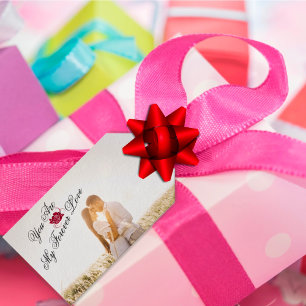 “You Are My Forever Love” Red Rose Elegant Photo  Gift Tags