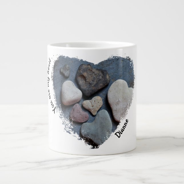You are my heart . . . Heart Shaped Rocks Large Coffee Mug (Front)