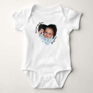 You are my heart  . . Personal Heart Shaped Photo Baby Bodysuit