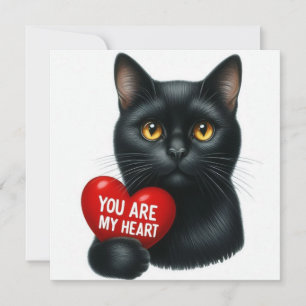 You Are My Heart Valentine Poem Black Cat Holiday Card