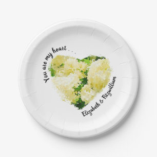 You are my heart . . . White Annabelle Hydrangeas Paper Plate