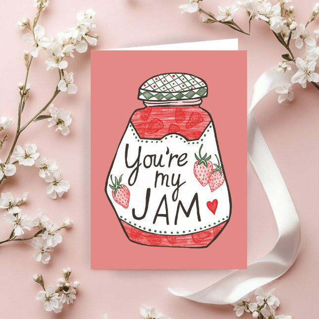 YOU ARE MY JAM Strawberry Illustration Custom Love Card (YOU ARE MY JAM Strawberry Illustration Custom Love Valentines Day Card
)