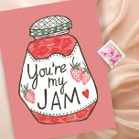 YOU ARE MY JAM Strawberry Illustration Custom Love Postcard<br><div class="desc">Customise this card with your own text! Take a look at my shop for more or let me know if you'd like something custom.</div>