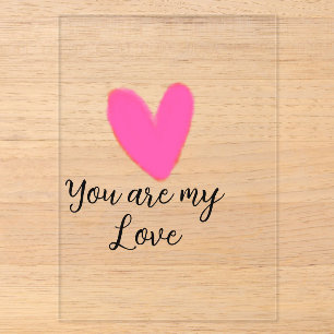 you are my love pink red heart watercolor kidretro acrylic invitations