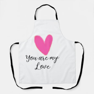 you are my love pink red heart watercolor kidretro apron