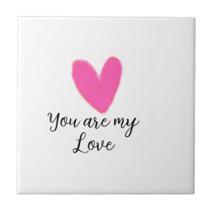 you are my love pink red heart watercolor kidretro ceramic tile