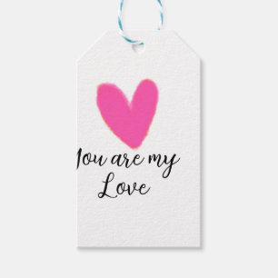 you are my love pink red heart watercolor kidretro gift tags