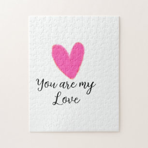 you are my love pink red heart watercolor kidretro jigsaw puzzle