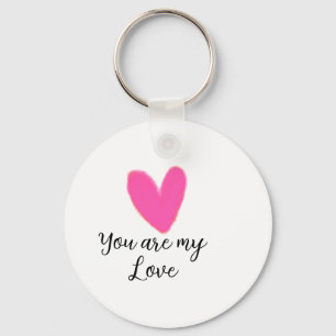 you are my love pink red heart watercolor kidretro key ring
