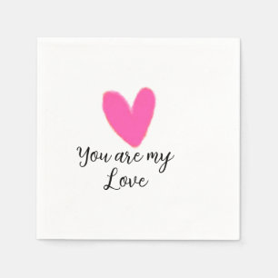 you are my love pink red heart watercolor kidretro napkin