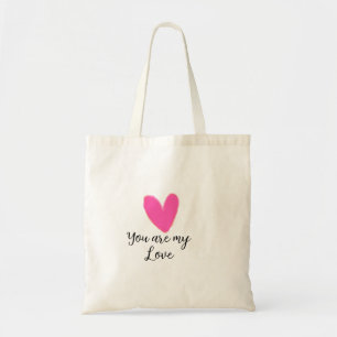 you are my love pink red heart watercolor kidretro tote bag