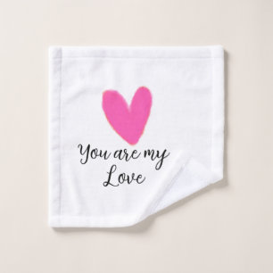 you are my love pink red heart watercolor kidretro wash cloth