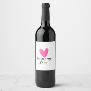 you are my love pink red heart watercolor kidretro wine label