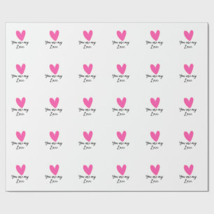 you are my love pink red heart watercolor kidretro wrapping paper