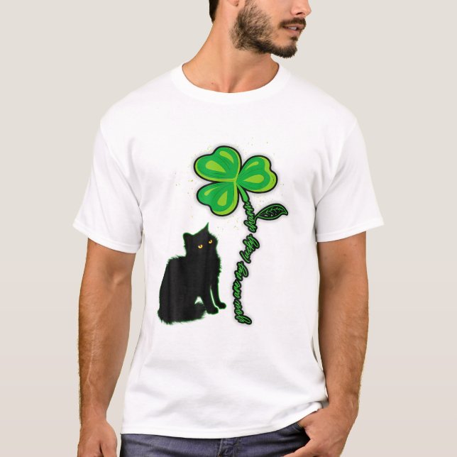 You Are My Lucky Charm St. Patrick's Day Black Cat T-Shirt (Front)
