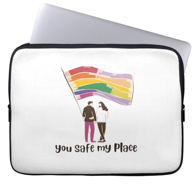 You Are My Safe Place – LGBTQ Pride Love Sticker Laptop Sleeve (Front)