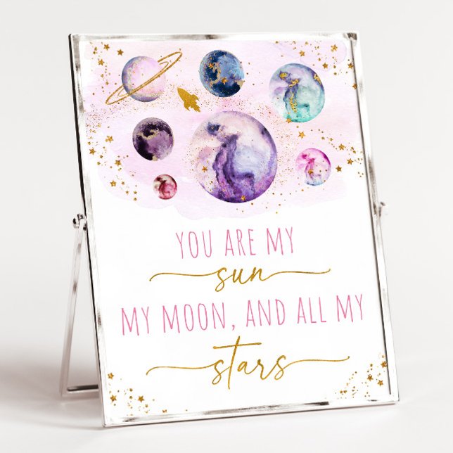 You Are My Sun Moon Stars Space Pink & Gold Poster (Creator Uploaded)
