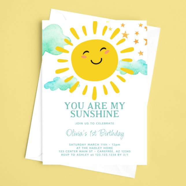 You Are My Sunshine 1st Birthday Party Invitation (Creator Uploaded)