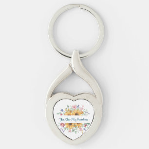 You Are My Sunshine and Sunflower Quote Key Ring