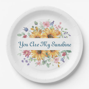 You Are My Sunshine and Sunflower Quote Paper Plate