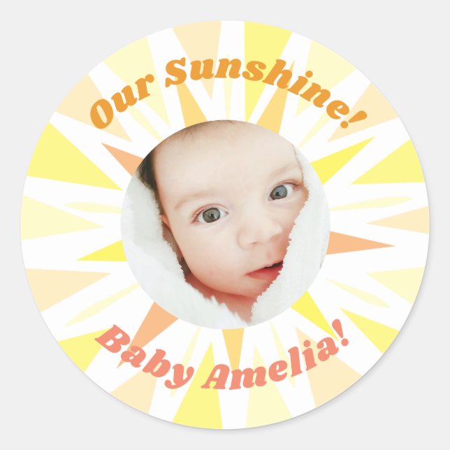 You are my Sunshine Baby Announcement Classic Round Sticker (Front)
