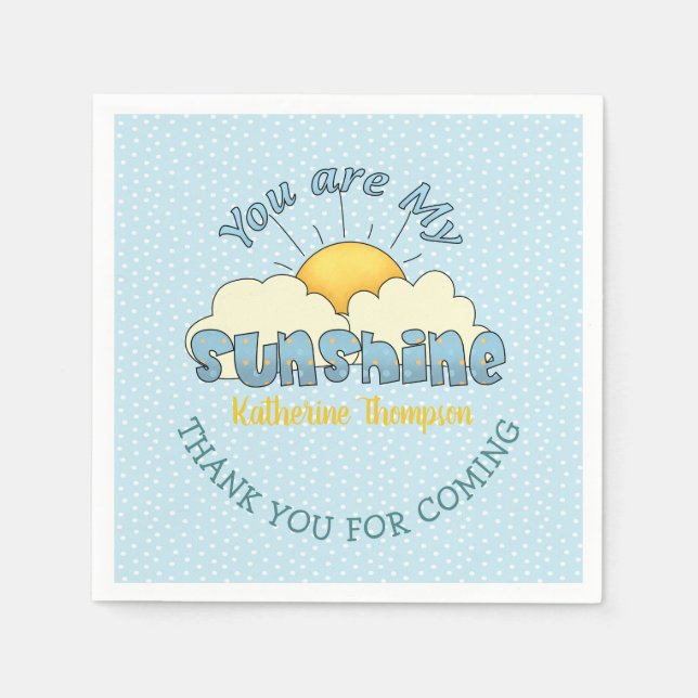 You Are My Sunshine Baby Boy Shower   Napkin (Front)