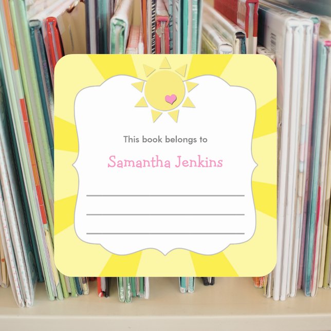 You are my sunshine baby shower bookplates square sticker (Creator Uploaded)