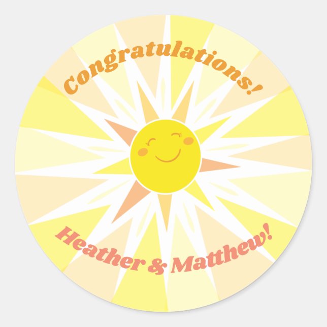 You are my Sunshine Baby Shower  Classic Round Sticker (Front)