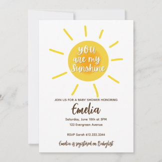 You Are My Sunshine Baby Shower Invitation