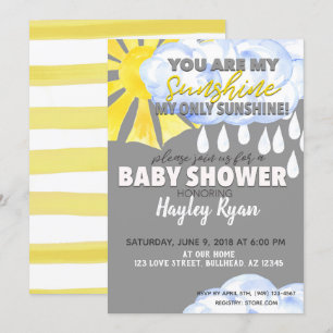 You Are My Sunshine Baby Shower Invite
