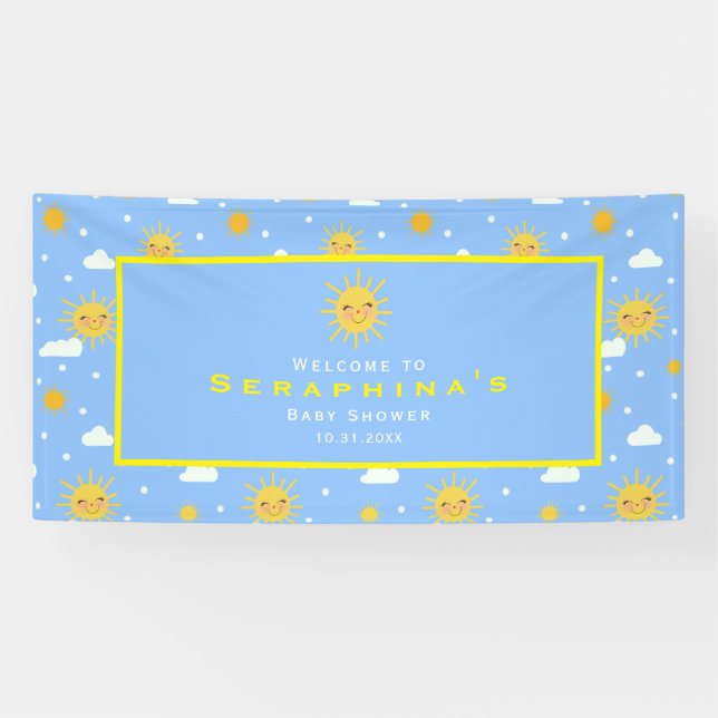 You Are My Sunshine Blue & Yellow Baby Shower Banner (Horizontal)