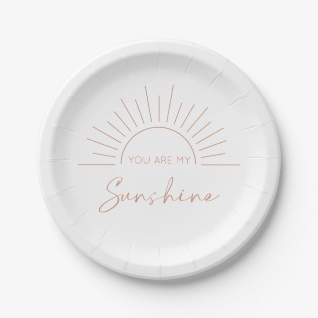 You Are My Sunshine Boho Modern Baby Shower Paper Plate (Front)