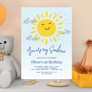 You Are My Sunshine Boy 1st Birthday Party  Invitation