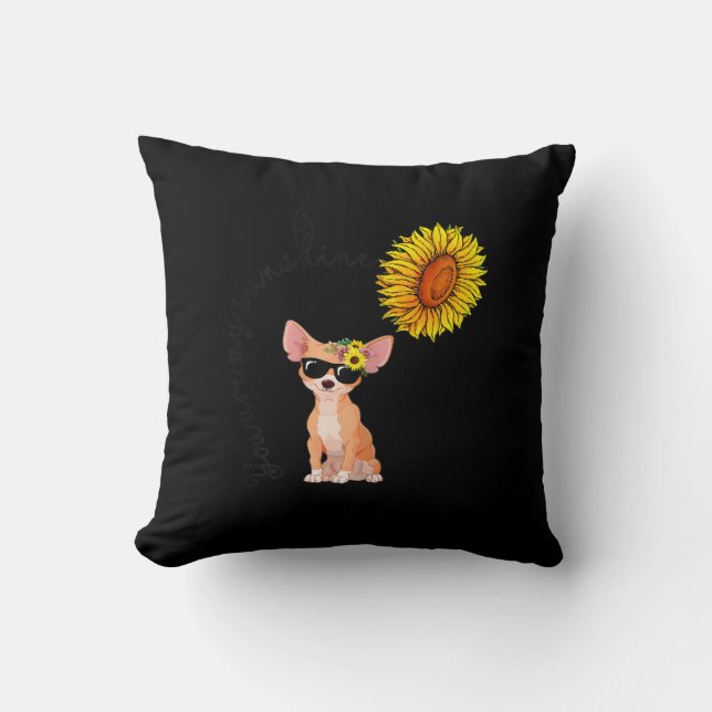 You Are My Sunshine Chihuahua Sunflower Chiahuahua Cushion (Front)